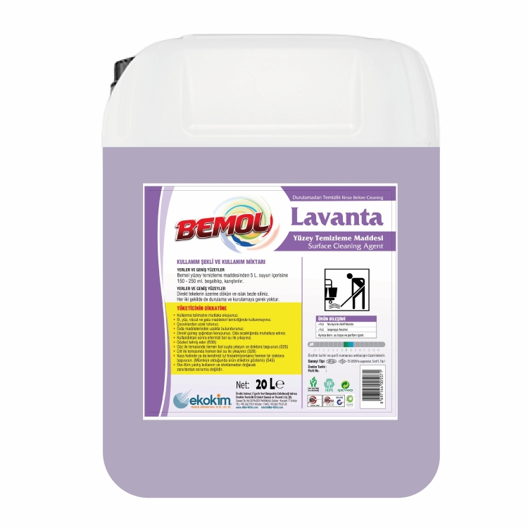 Bemol Yüksek Parfümlü Yüzey Temizleyici Lavanta 20 Kg 