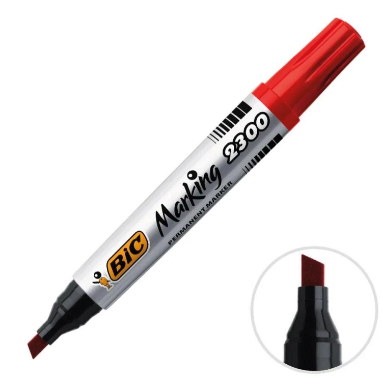 Bic Marker Keçe Koli Kalemi Kesik Uç Kırmızı 2300 