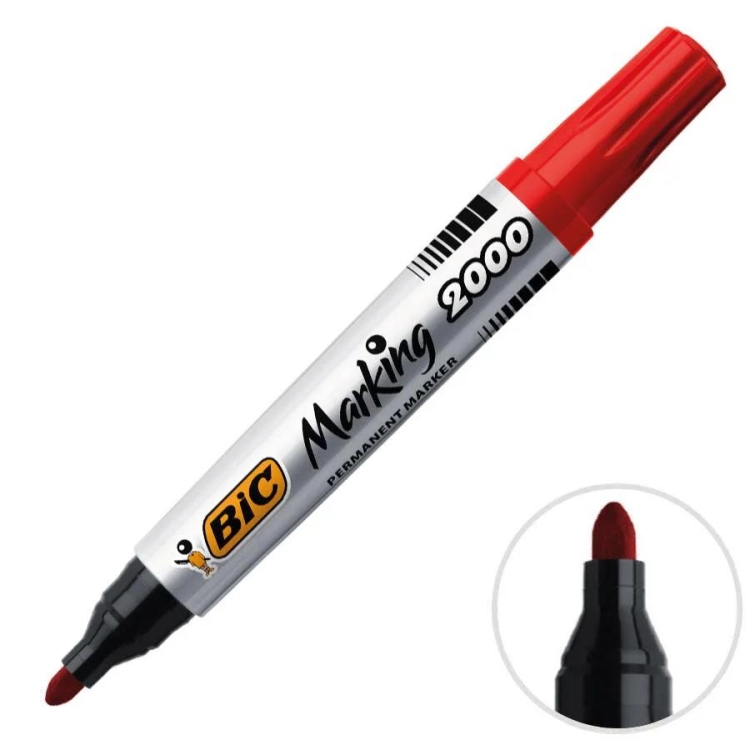 Bic Marker Koli Kalemi Yuvarlak Uç Kırmızı 2000 