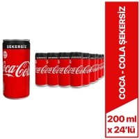 Coca Cola Şekersiz Kutu Kola 200 ml x 24 - 1