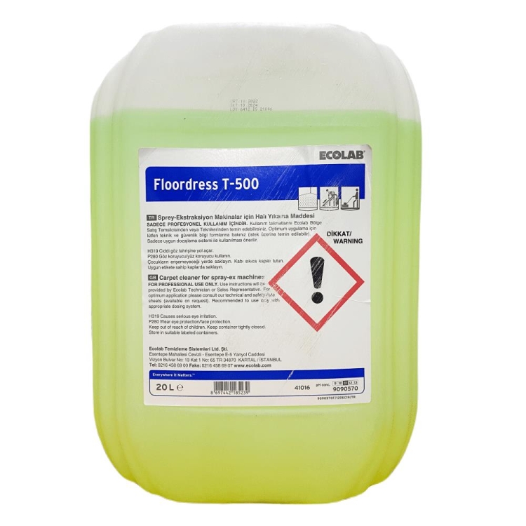 Ecolab Floordress T-500 Sprey Ekstraksiyon Makinalar için Halı Temizleyici 20 Kg 