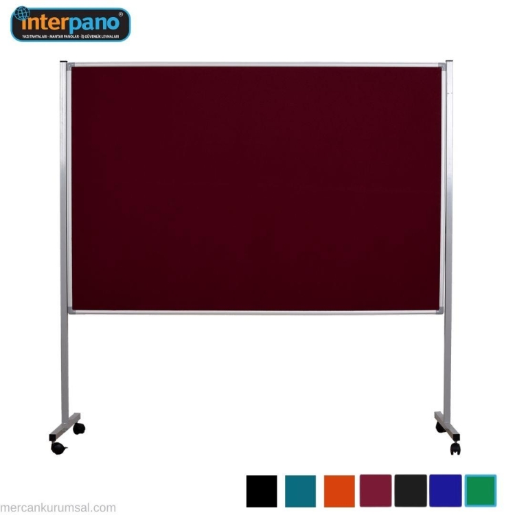 İnter Tekerlek Ayaklı Çuhalı Bordo Pano 120x200 Cm INT-564-B 