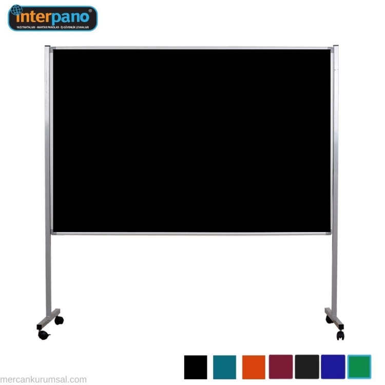 İnter Tekerlek Ayaklı Çuhalı Siyah Pano 120x200 Cm INT-564-S 