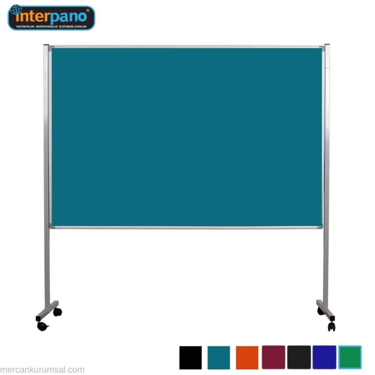 İnter Tekerlek Ayaklı Çuhalı Turkuaz Pano 120x200 Cm INT-564-TR 