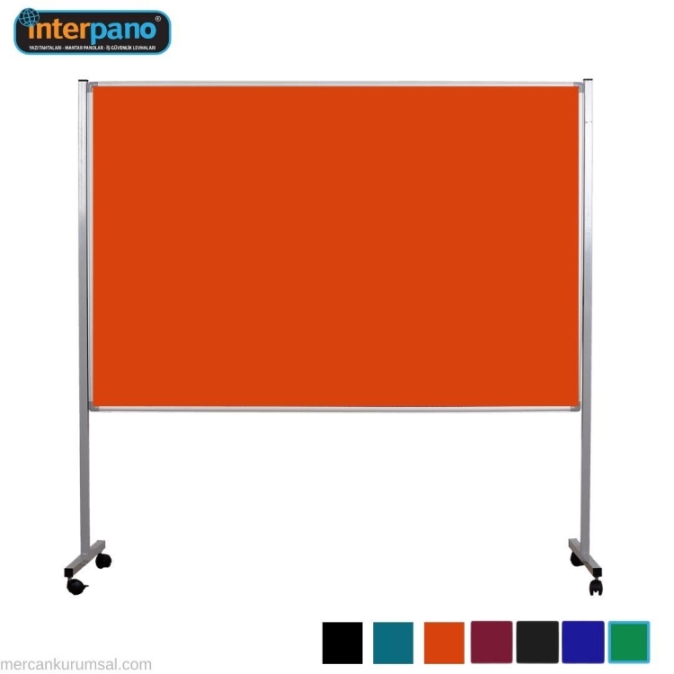 İnter Tekerlek Ayaklı Çuhalı Turuncu Pano 120x200 Cm INT-564-T 
