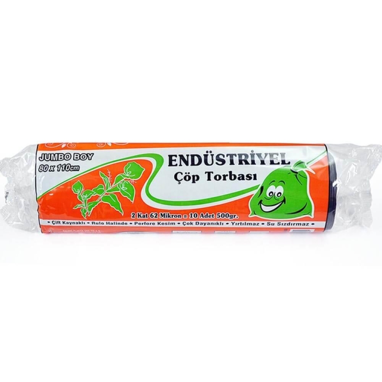 Kazanç Endüstriyel Jumbo Siyah Çöp Torbası 80x110 Cm 10 Lu 