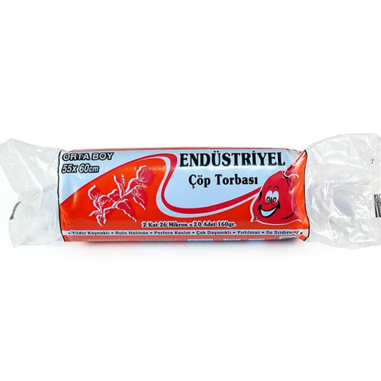 Kazanç Endüstriyel Orta Siyah Çöp Torbası 55x60 Cm 20 Li 25 Paket 