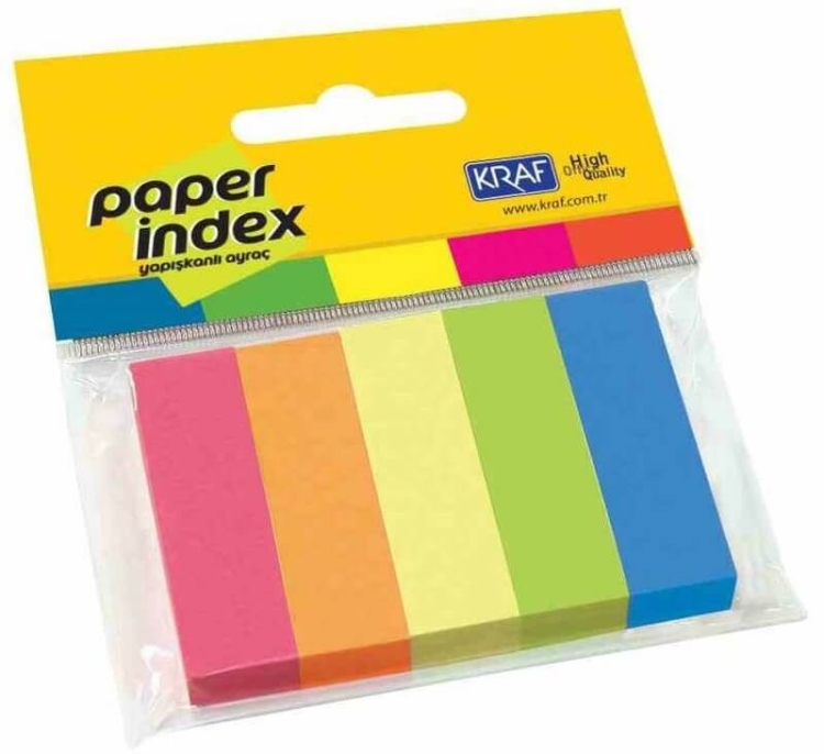 Kraf Kağıt Index 15x50 mm 5 Renk 100 Sayfa 1550 