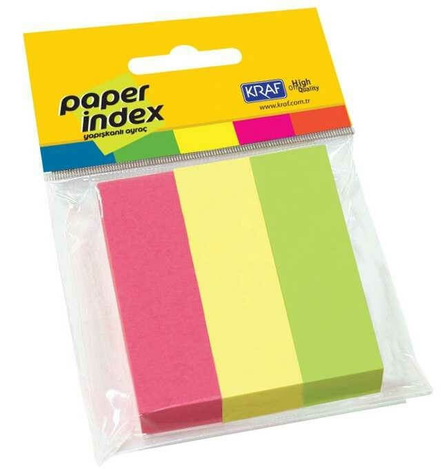 Kraf Kağıt Index 25x76 mm 3 Renk 100 Sayfa 2576 