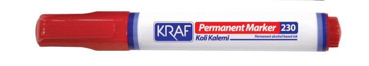 Kraf Koli Kalemi Permanent Markör Kesik Uç 230 Kırmızı 