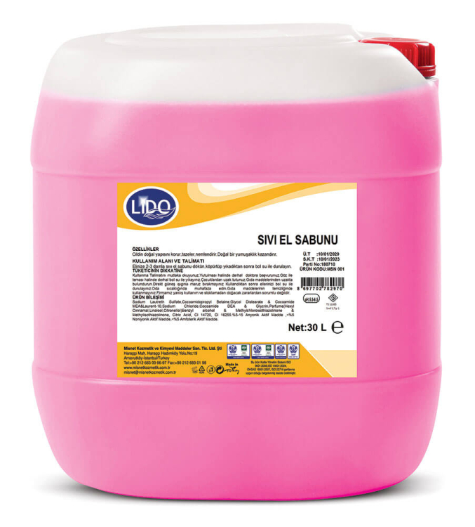 Lido Sıvı El Sabunu Sedefli Pembe 30 Kg 