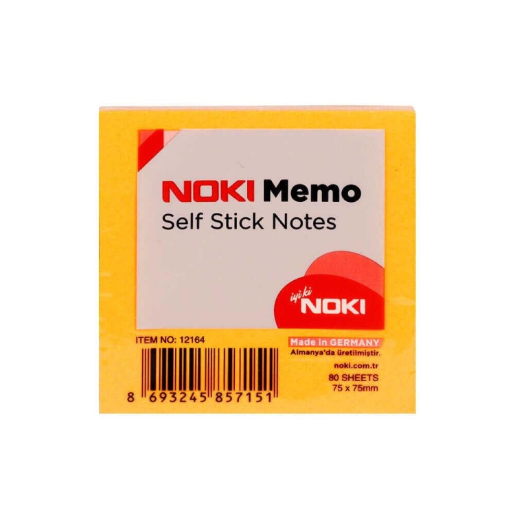 Noki Memo 75x75 Turuncu Yapışkanlı Not Kağıdı 80 Yaprak 
