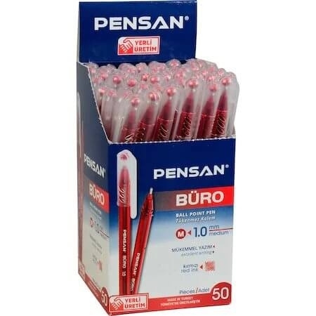 Pensan Büro Tükenmez Kalem 1 mm Kırmızı 50 Li 2270 