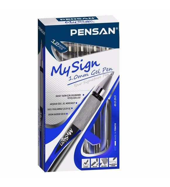 Pensan My Sign Jel İmza Kalemi 6030 Mavi 12 Li 