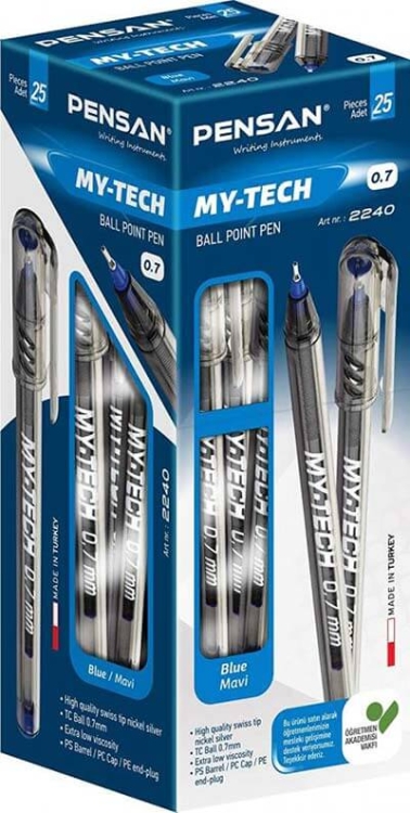 Pensan My-Tech Tükenmez Kalem 0.7 mm Mavi 25 Li 2240 