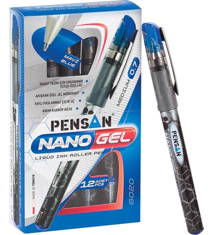 Pensan Roller Kalem Nano Jel 6020 Mavi 12 Li 