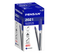 Pensan Şeffaf Üçgen Gövdeli Tükenmez Kalem 1.0 mm Mavi 50 Li Kutu 2021 - 1