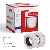 Tanex 12x21 mm Çizgili Beyaz Fiyat Etiket 800 Adet 6 Rulo - 1
