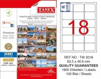 Tanex Lazer Etiket TW-2018 63.5x46.6 mm 100 Adet - 1