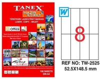 Tanex Lazer Etiket TW-2525 52.5x148.5 mm 100 Adet - 1