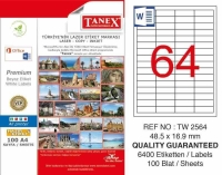 Tanex Lazer Etiket TW-2564 48.5x16.9 mm 100 Adet - 1