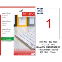 Tanex Tw-2000 210x297 mm Sökülebilir Lazer Etiket 100 Adet - 1