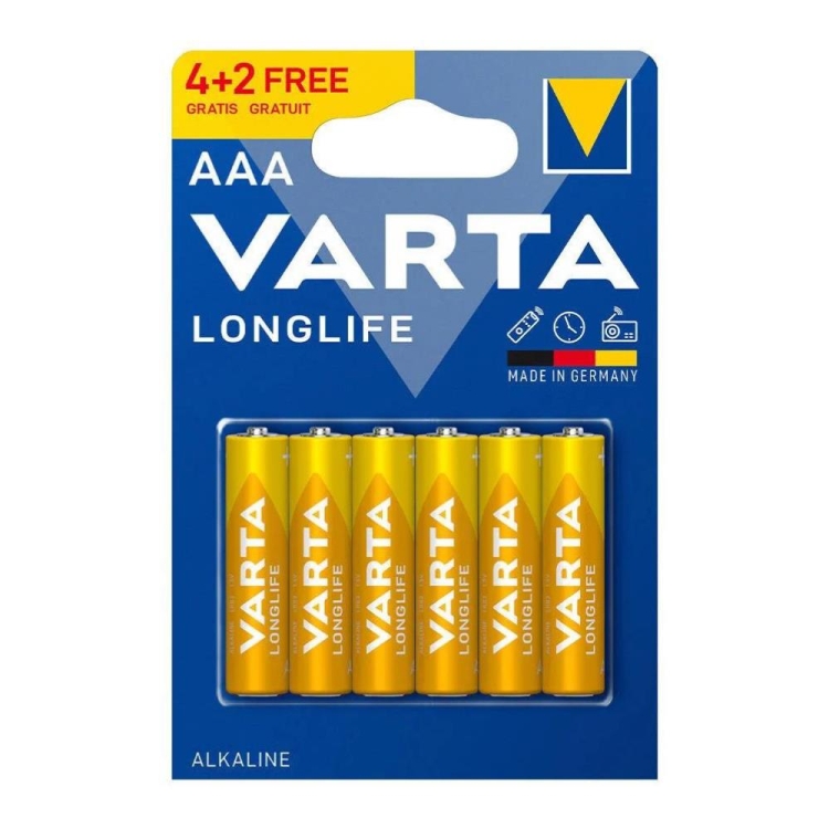 Varta Longlife İnce AAA Alkalin Pil 6 Lı 
