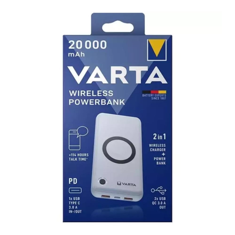 Varta Wireless Powerbank 20000 Mah Kablosuz Şarj Destekli 